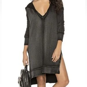 Free People Queen of Hearts Dress burnout faded‎ hoodie tunic grey sz s small